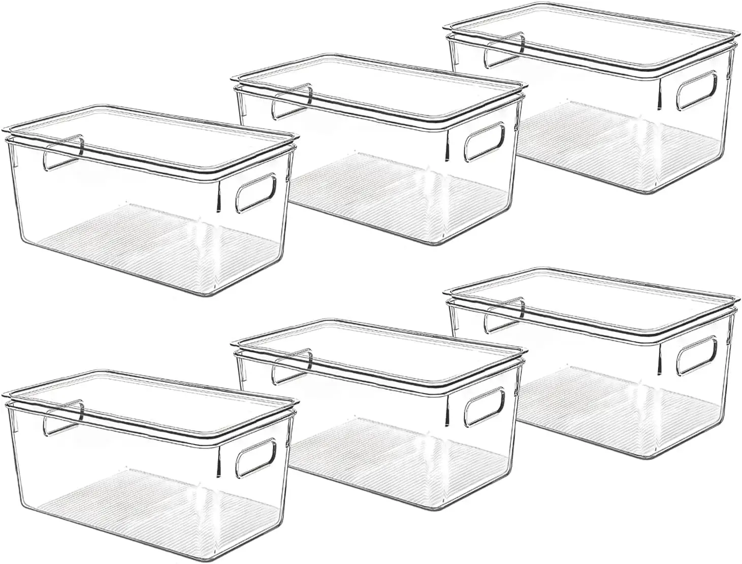 

Прозрачные штабелируемые пластиковые контейнеры для хранения с крышками для организации кухни, кладовой, холодильника и шкафа