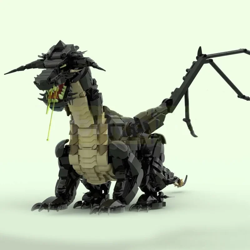 

1753 детали MOC: Модульный конструктор «Черный Дракон» — DIY-модель фантастического монстра, огнедышащее существо, развивающая сборная игрушка