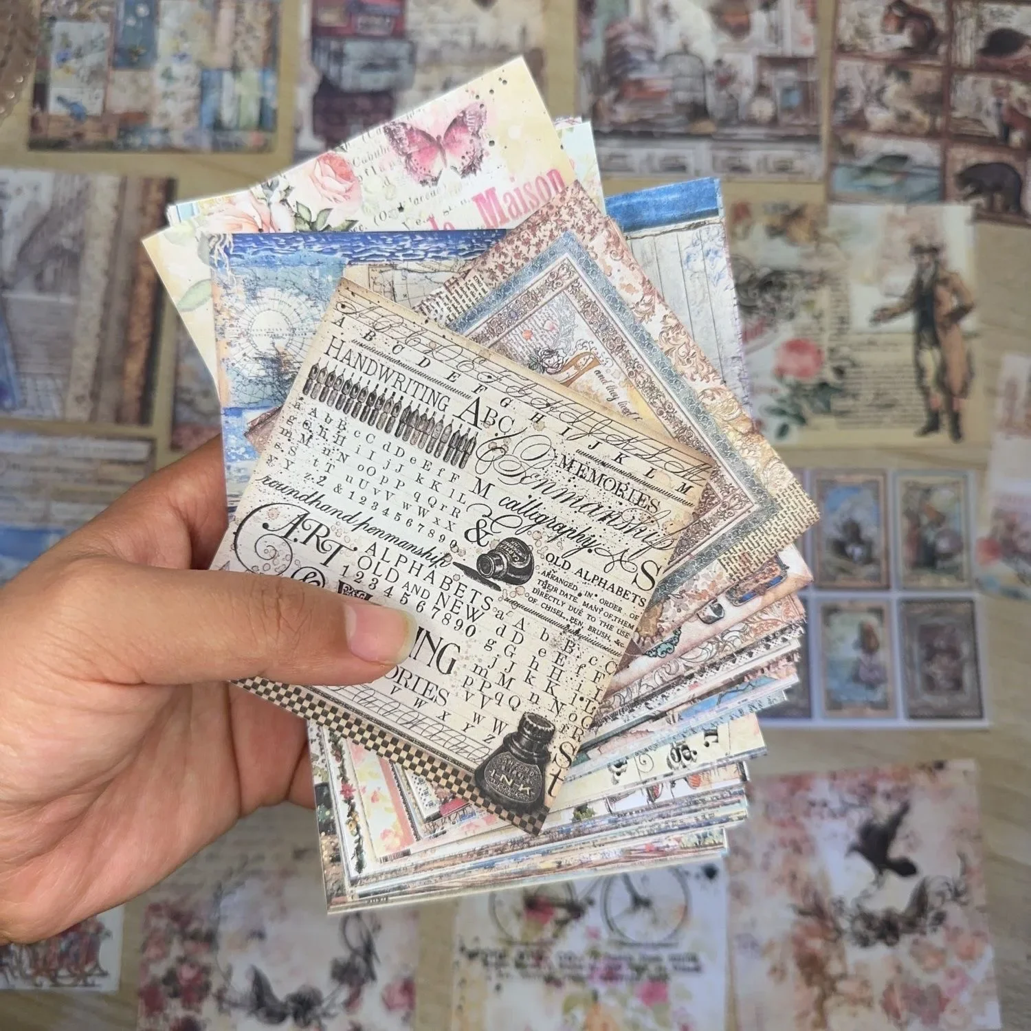 【 100 non repeating 】 Retro notebook material paper, non sticky background paper, Instagram style sticky notes, 50 base papers