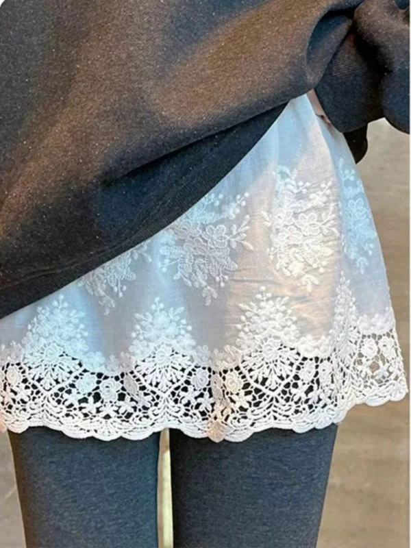 Ladies High Waist A-Line Skirt Korean Style Commute Lace Shark Bottom Half Skirt Inner Wear Cotton Blend Polyester Fiber