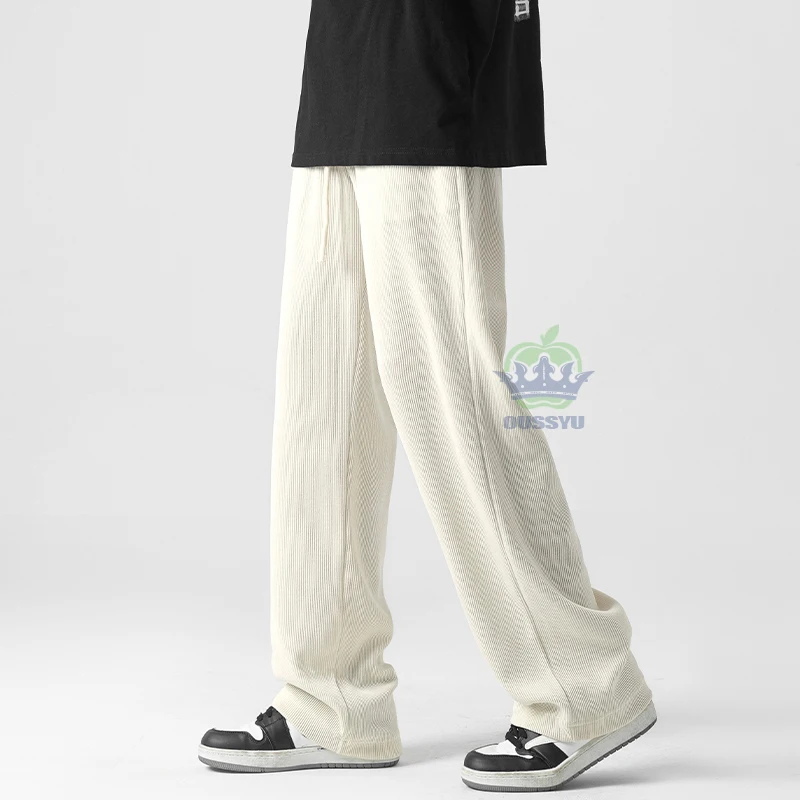 Calças de veludo masculinas de inverno grosso cordão cintura elástica jogging trabalho ins y2k cinza casual coreia bege calças ao ar livre masculino