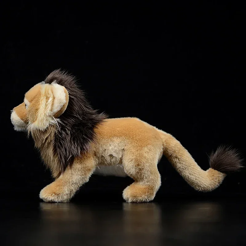 28cm Simulation Standing Lion Stuffed Plush Toy Brown Real Life Doll African Lion Soft Animal Model For Kids Child Boys Gift