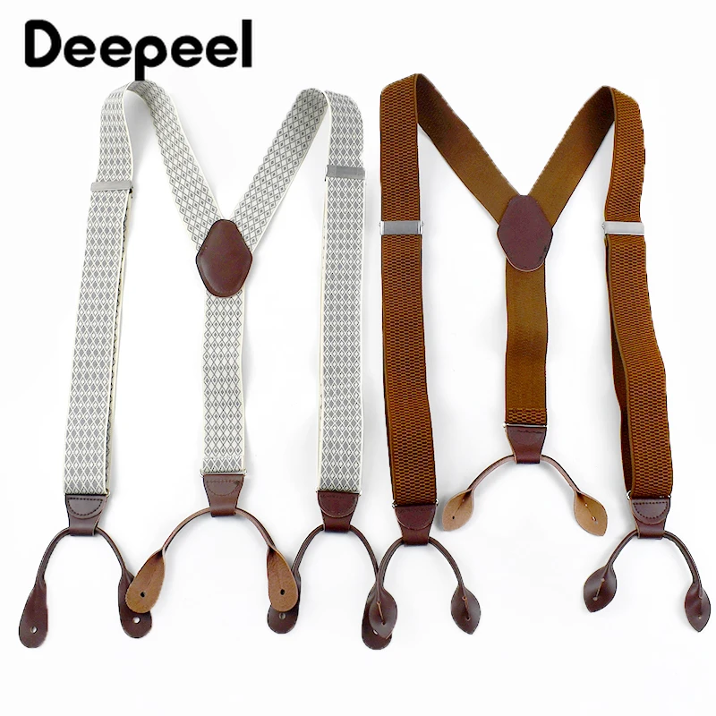 1Pc Adult Suspenders for Men 35mm Wide 6 Holes Button Elastic Strap Man Braces Suit Pants Jockstrap Men's Harness Accessories
