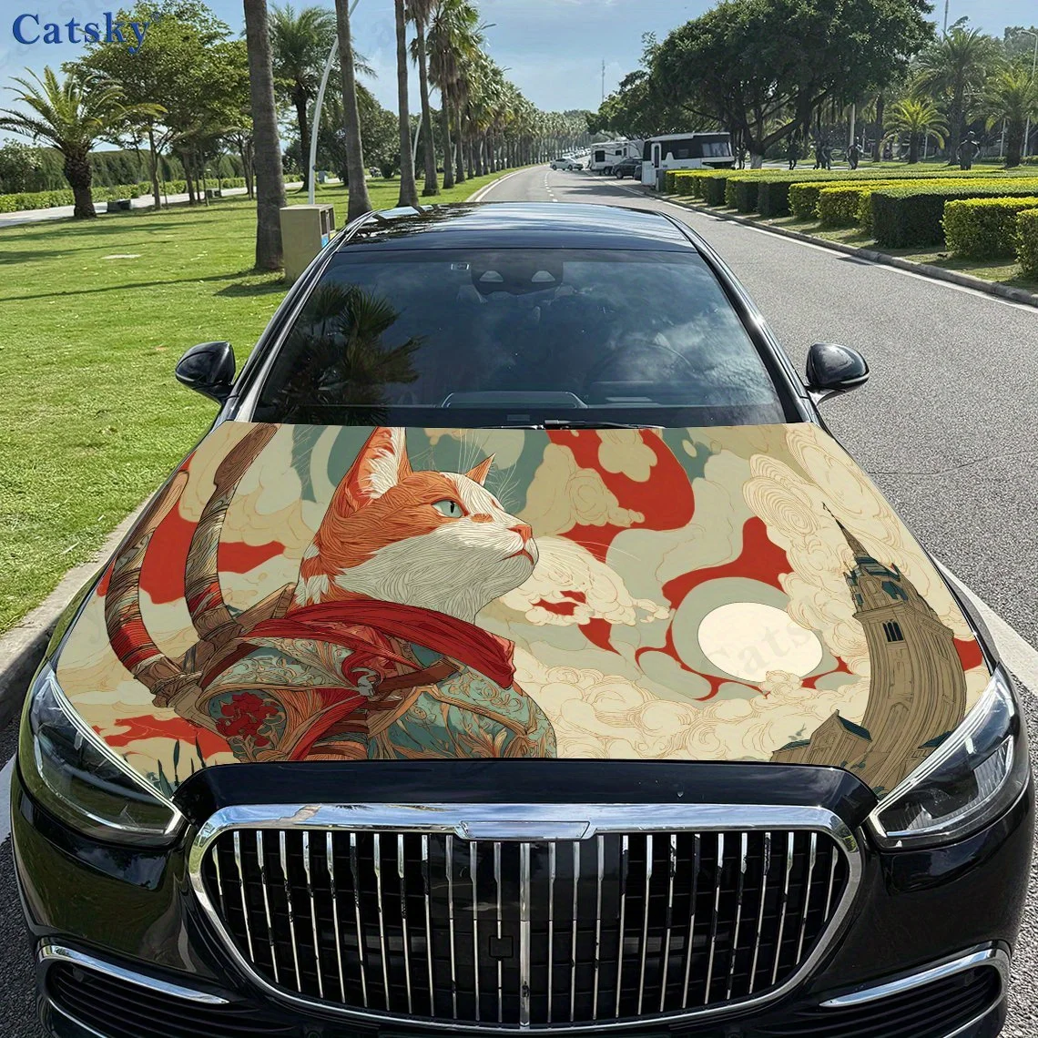 

Cat Castle Cloud Print,car Hood Stickers,PVC Waterproof Self Adhesive Car Hood Sticker,car Hood Decoration Protection Stickers,