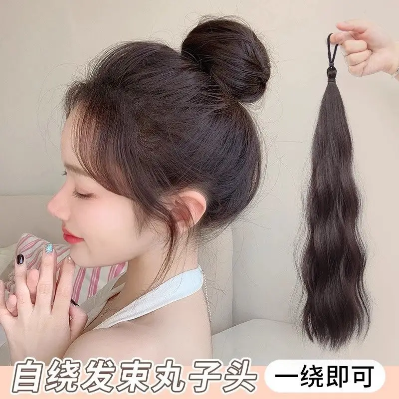 Korea and Japan Style Winding Bun Head Wig, Hair Loop, Hair Bundle Integrated Simulation Hair, Fluffy and Lazy Person Coiled Wig