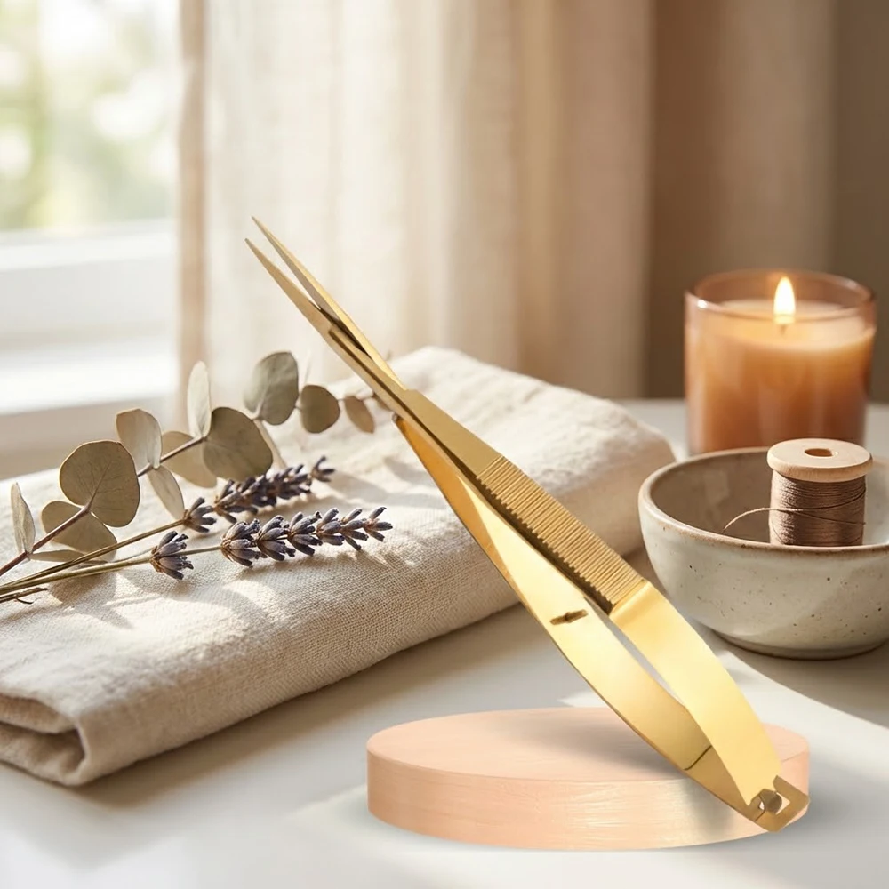 1pc Gold New Arrival Straight Solid Stainless Steel Micro Spring Scissor for Lashes Eyelash Eyebrow Spring Scissor
