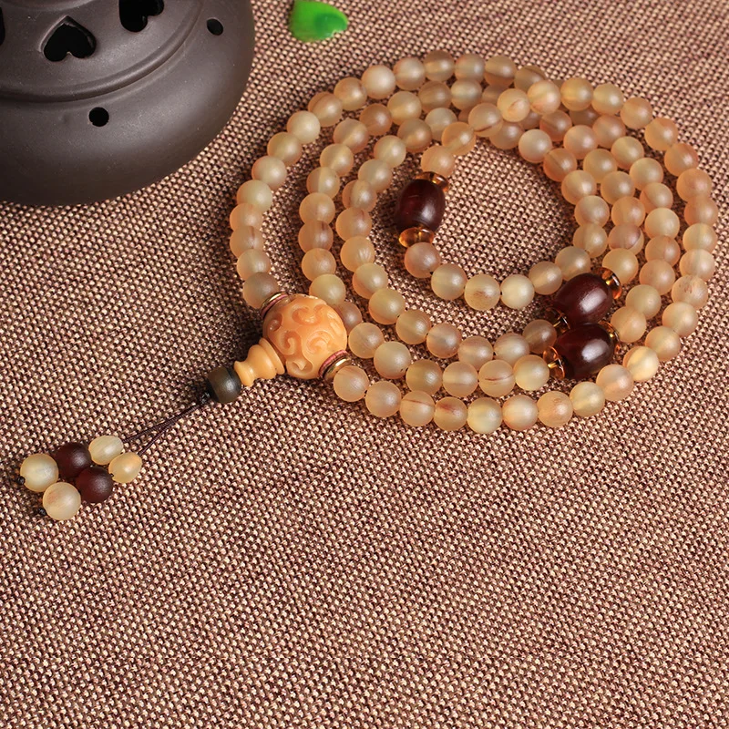 

Natural Tibetan Old Horn Bracelet 108 Beads Women's Simple All-Match Sweater Chain