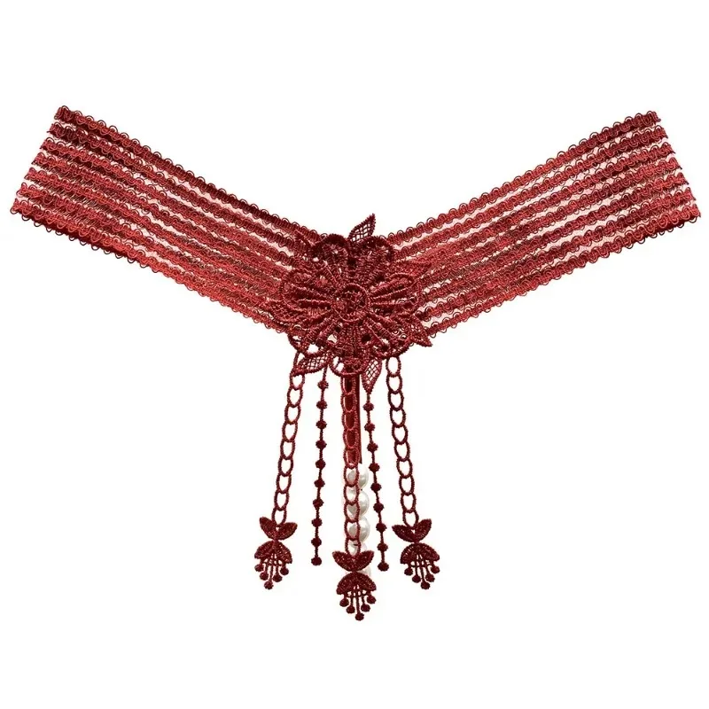 

Women's Panties Sexy Lingerie Pearl Tassel Thongs Crotch Opening G-strings Temptation Women Underwear Erotic Female Underpants