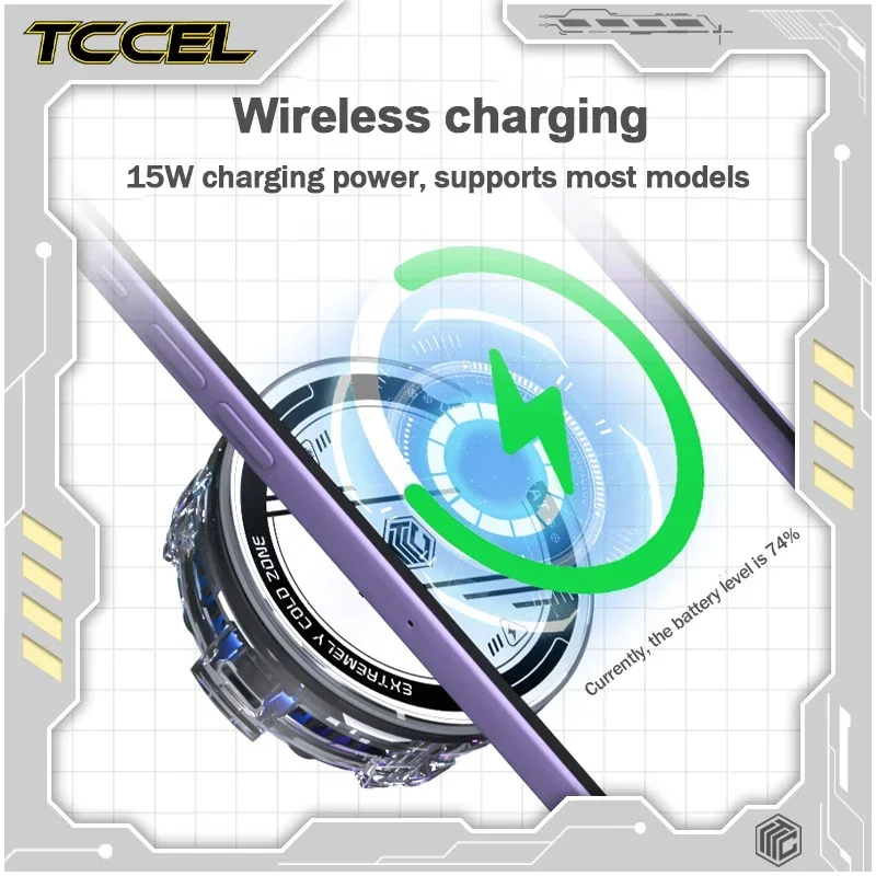 Wireless Charging Mobile Phone Cooler 3 Gears Adjustable Magnetic Back-clip Semiconductor Cooling Fan Radiator for IOS Android