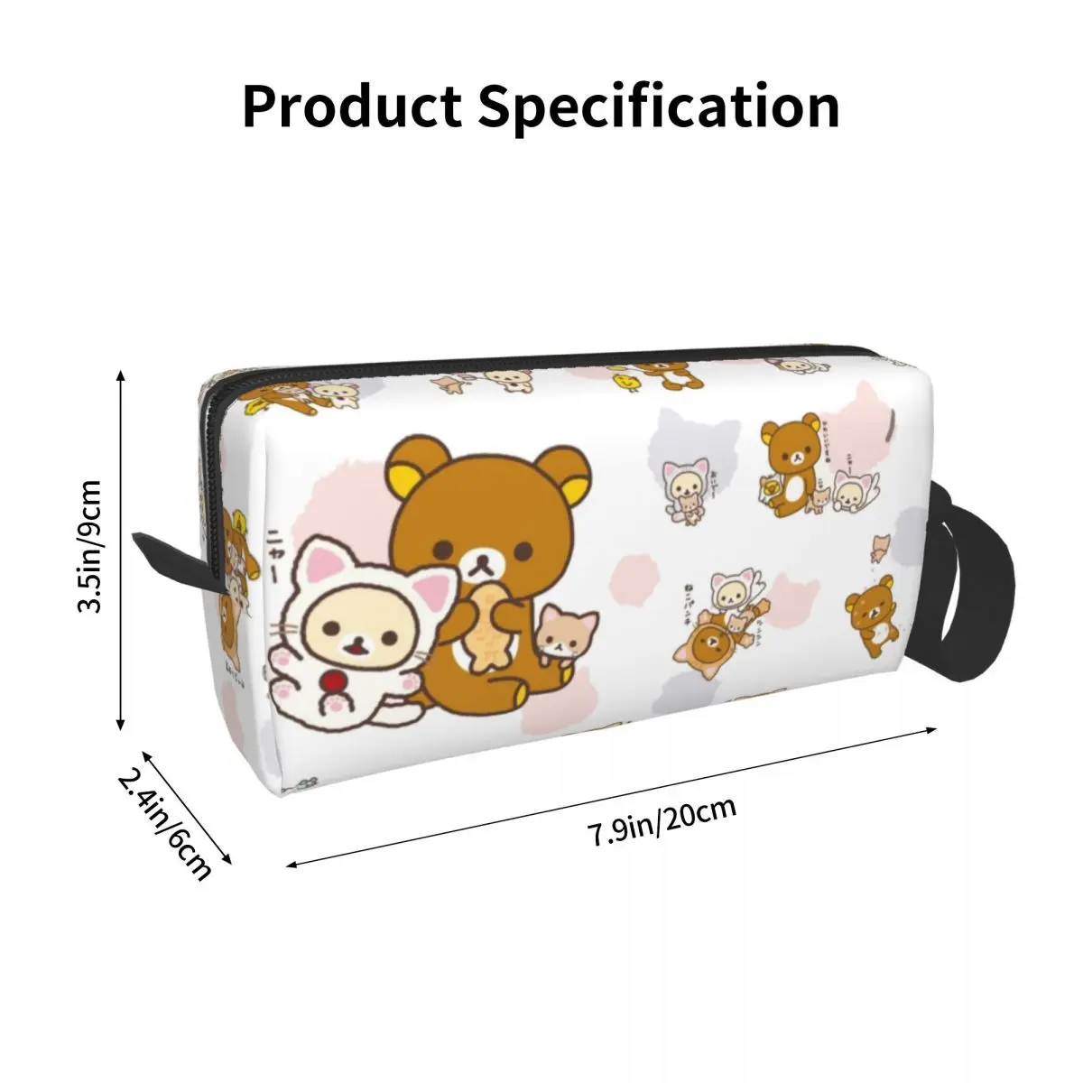 Rilakkuma-女性のためのカスタムメイクアップバッグ、リラックスベア、アニメーション、映画、旅行、化粧品オーガナイザー、かわいい収納、衛生バッグ