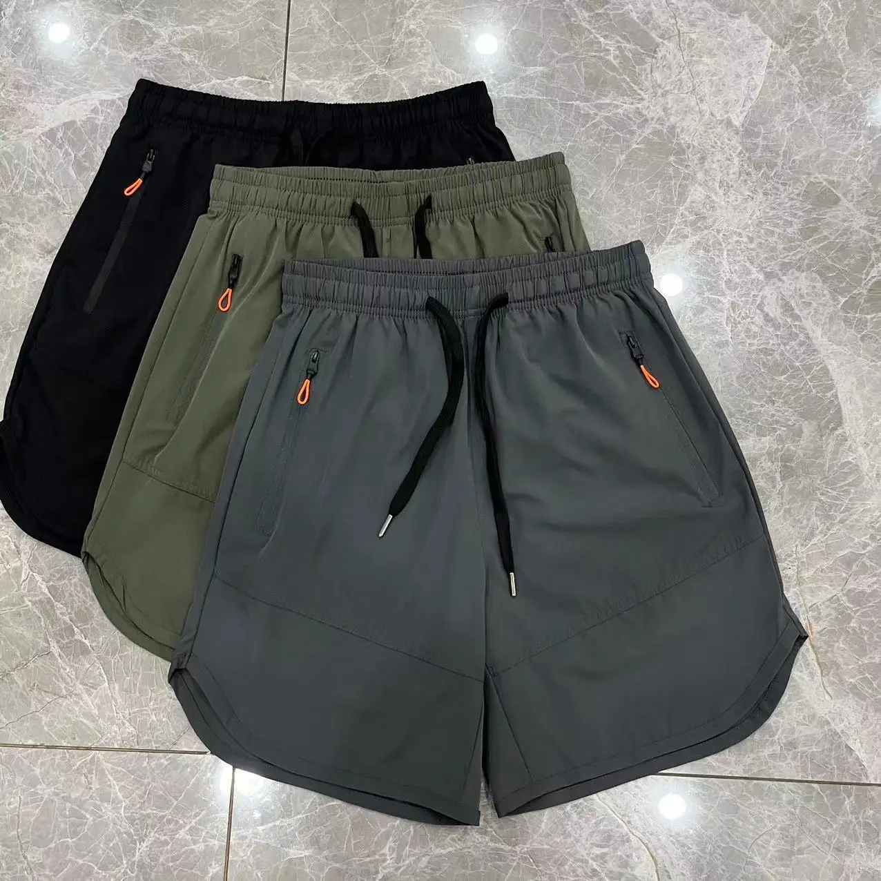 

Men's Outdoor Casual orts Qui Dry Breathable Summer Five-Point Pants Straight Leg Polyester Fiber Pure Color Leisure orts