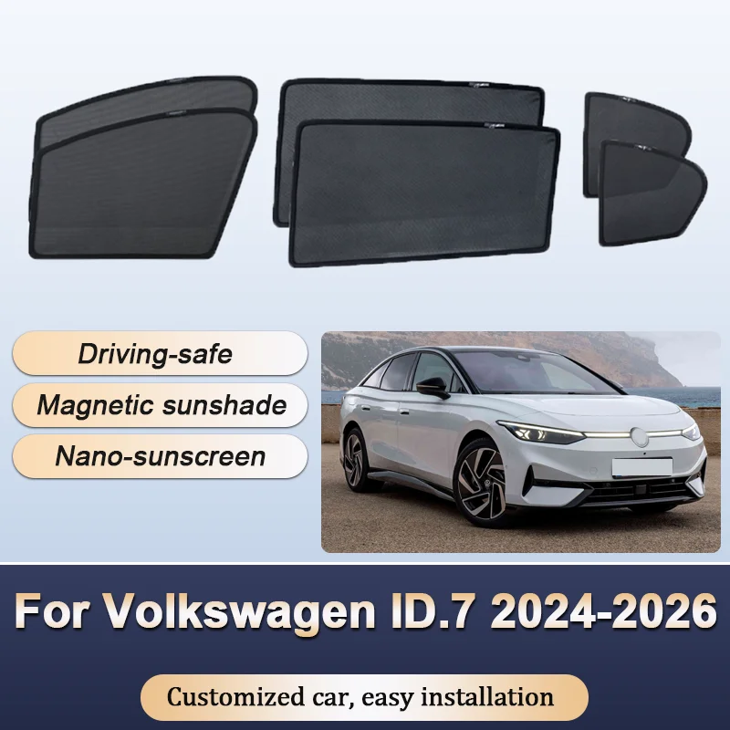 

Sun Shades For Volkswagen VW ID.7 2024 2025 2026 Sunshades Mesh Magnetic Heat insulation Window Curtains Visor Car Accessories