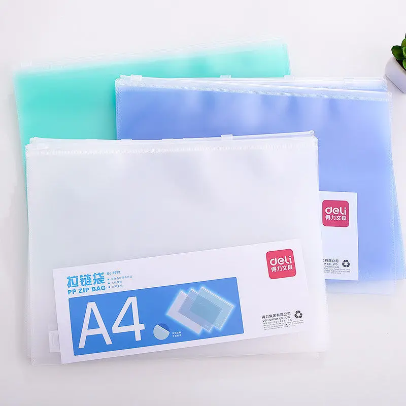 20pcs Transparent side pull bag zipper bag A4 zipper document bag matte document bag