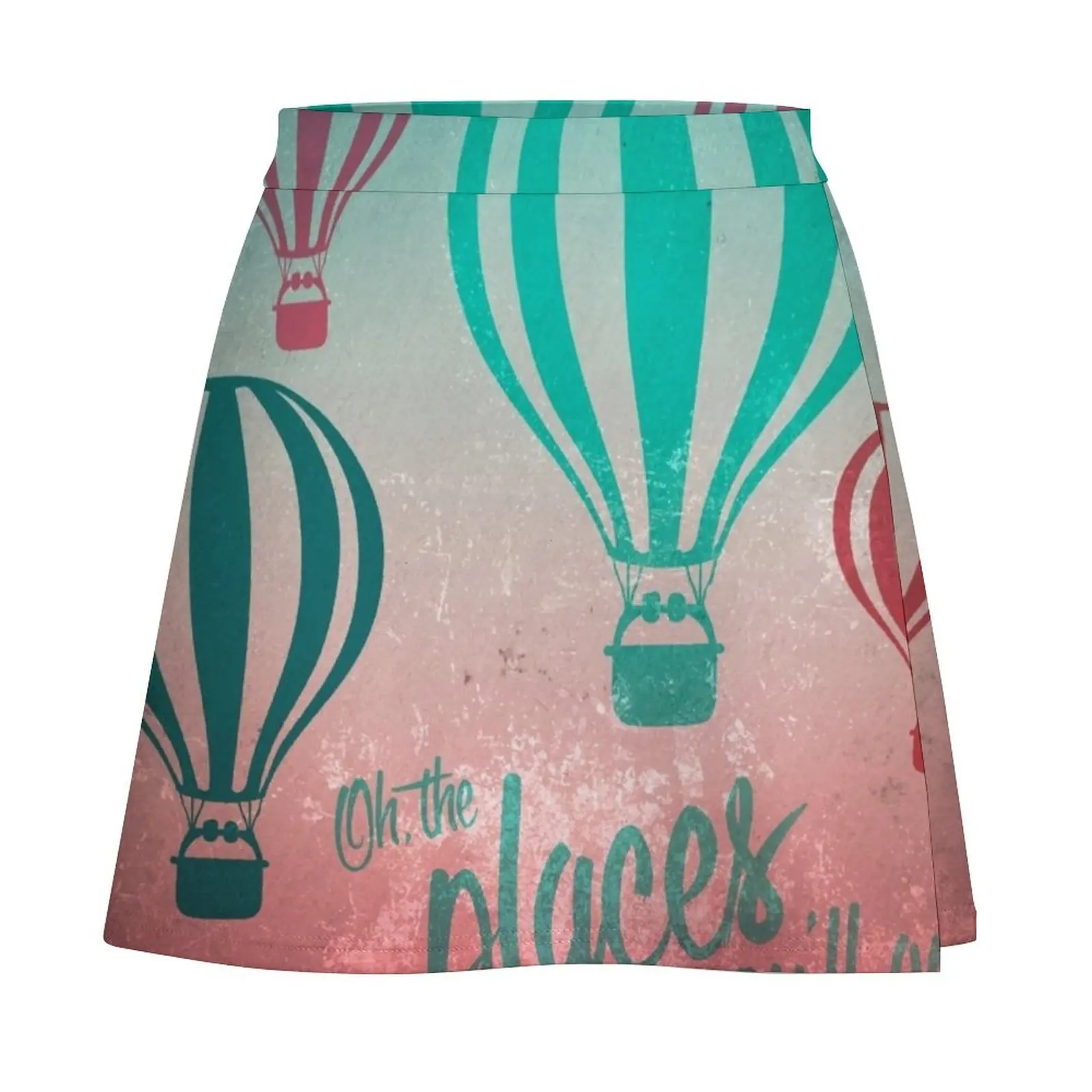 Oh, the Places You'll Go - Coral & Teal Mini Skirt Women skirt Women's clothing