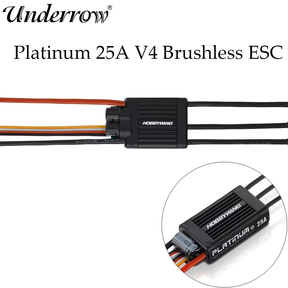 Hobbywing Platinum V4 25A  Brushless ESC Electronic Speed Controller 3-6S Lipo Built-in BEC For RC Airplane Drones