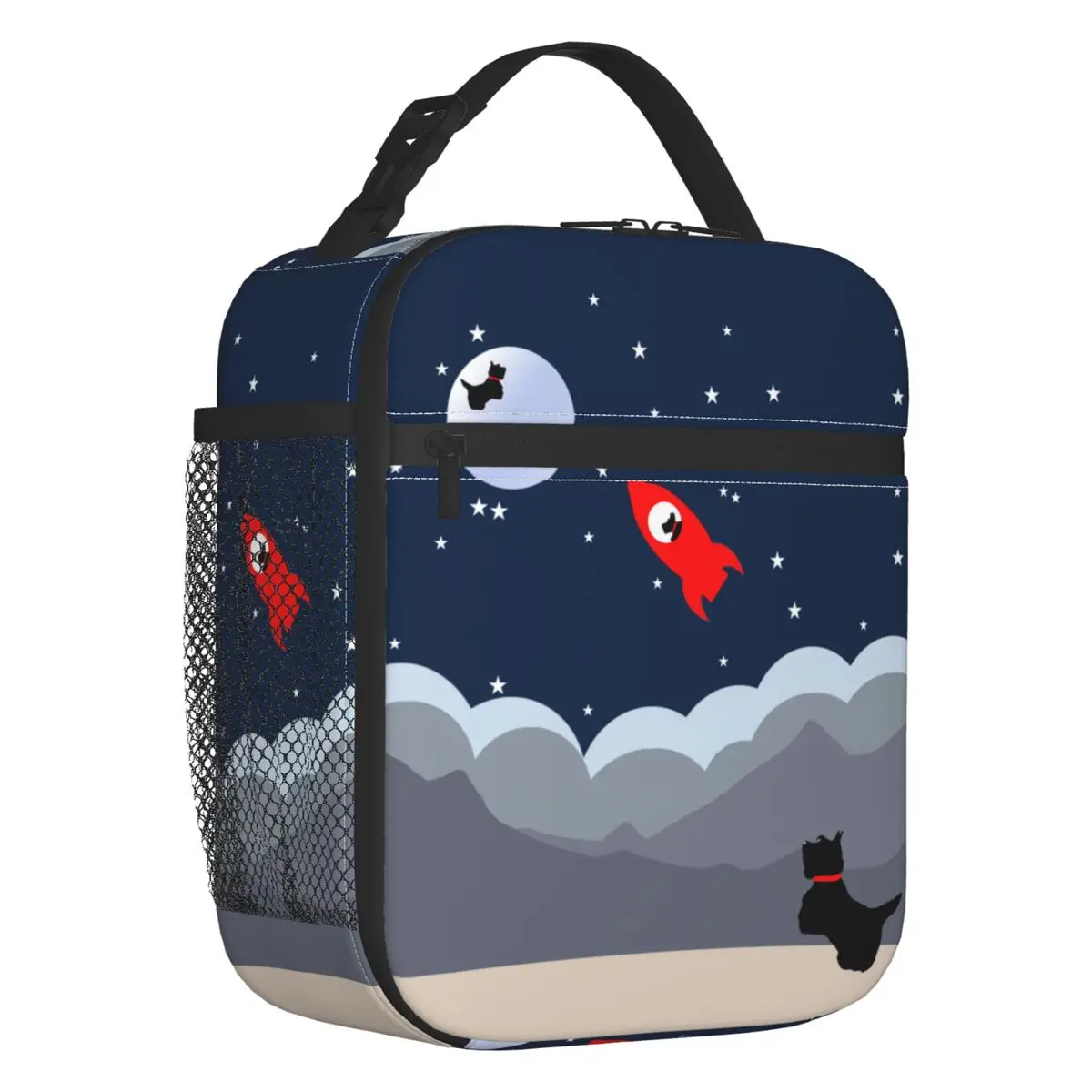 

Scottie Dog Moon And Back Insulated Lunch Bag for Women Resuable Scottish Terrier Lover Cooler Thermal Lunch Box Office School