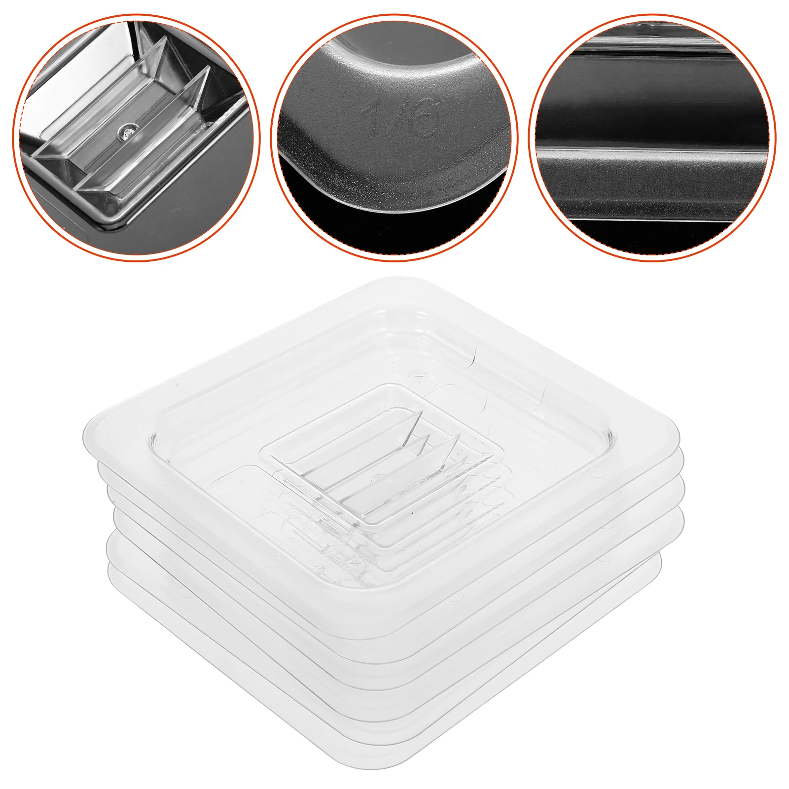 

6pcs Plastic Dining Plate Cover Clear Universal Lid with Handle for Restaurant Supplies Reusable Food Pan Lids Storage