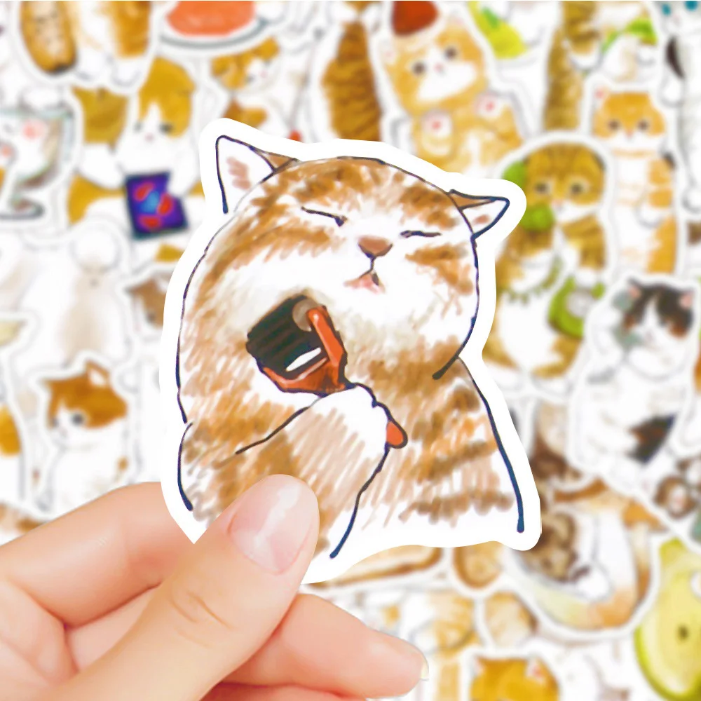 10/30/50PCS Kawaii Cat Cartoon Sticker Cute Animal Decals Kids Toys DIY Scrapbook Laptop Stationary Guitar Suitcase Car Sticker