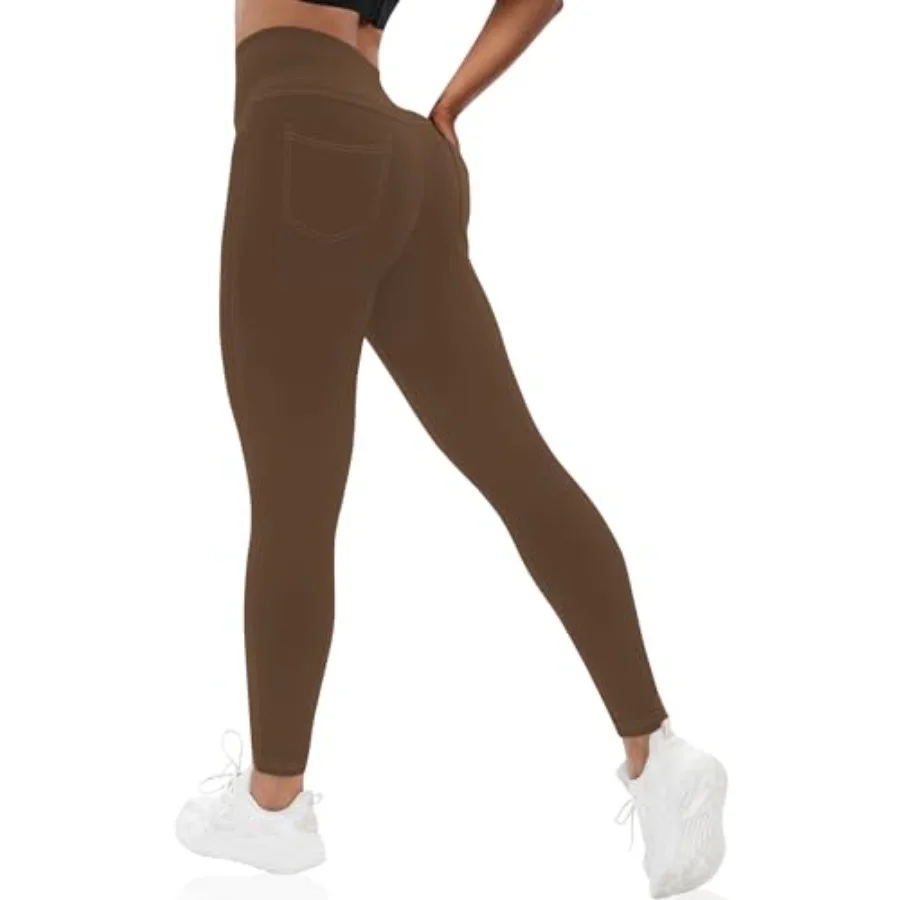 

VOOVEEYA Curvy Womens Leggings, High Waisted Yoga Pants with Back Pockets, Tummy Control - Buttery Soft - Stretchy