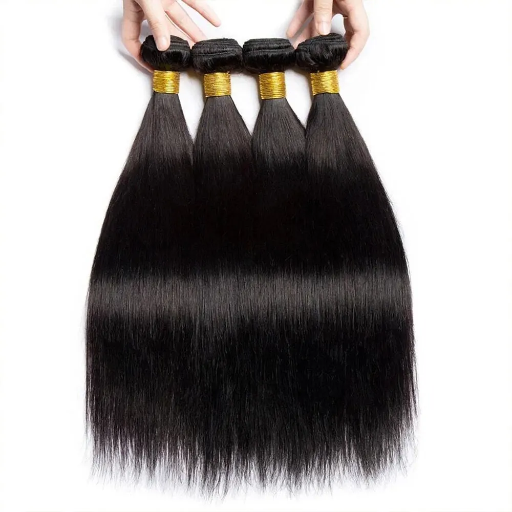 Gerade Haarbündel aus Echthaar, glattes Haar, Echthaar-Extensions für Frauen, Haarbündel in natürlicher Farbe