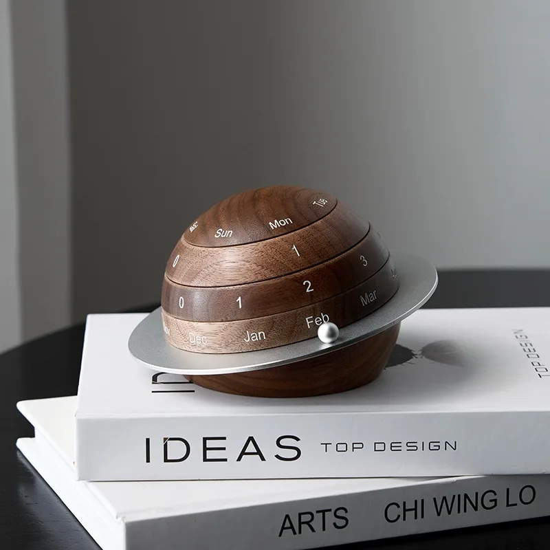Solid wood perpetual calendar ornament creative desk planetary calendar boys birthday gift