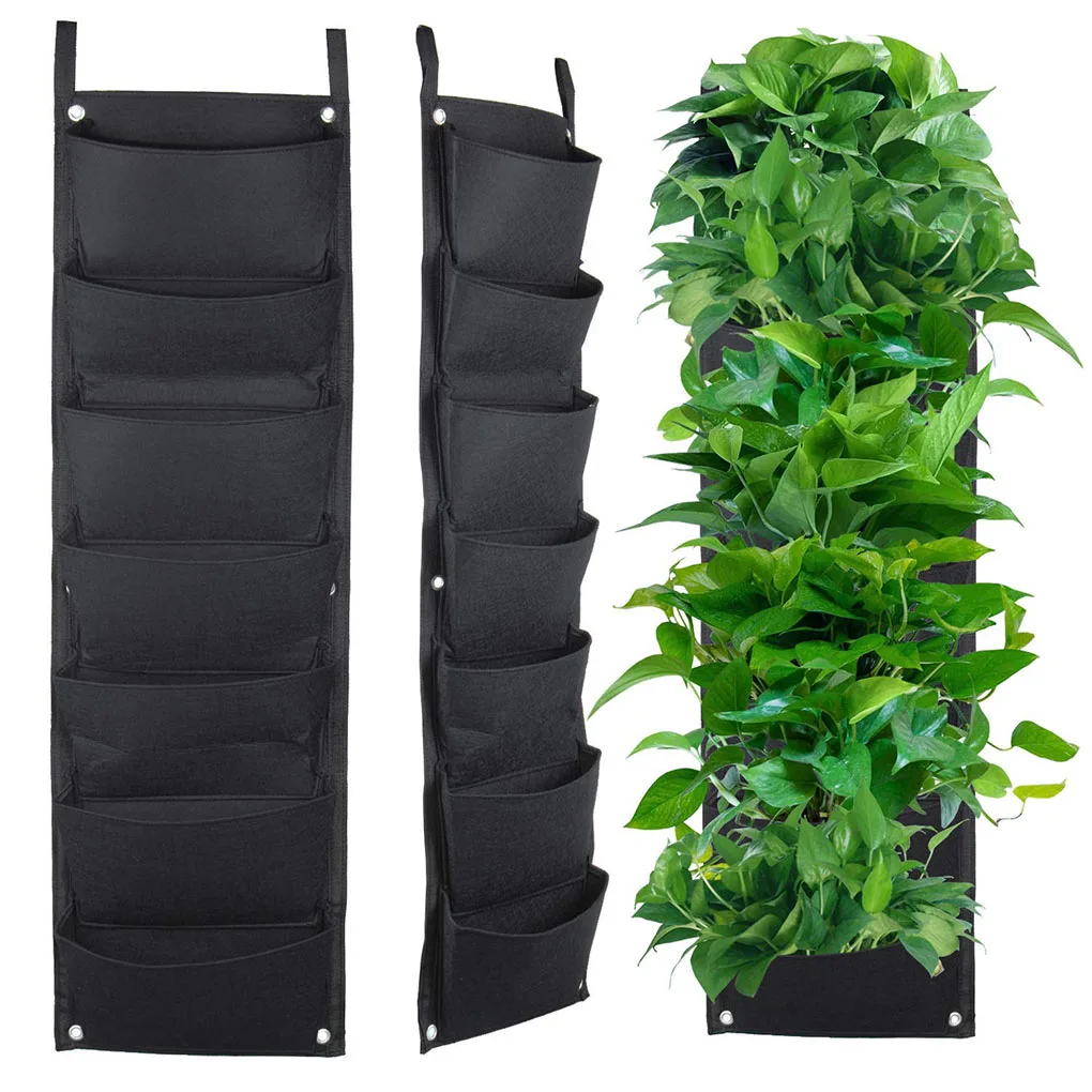 

Flower Planting Bag 7 Slots Breathable Wall Hanging Growth Pouch Garden Growing Pot Garden Supplies