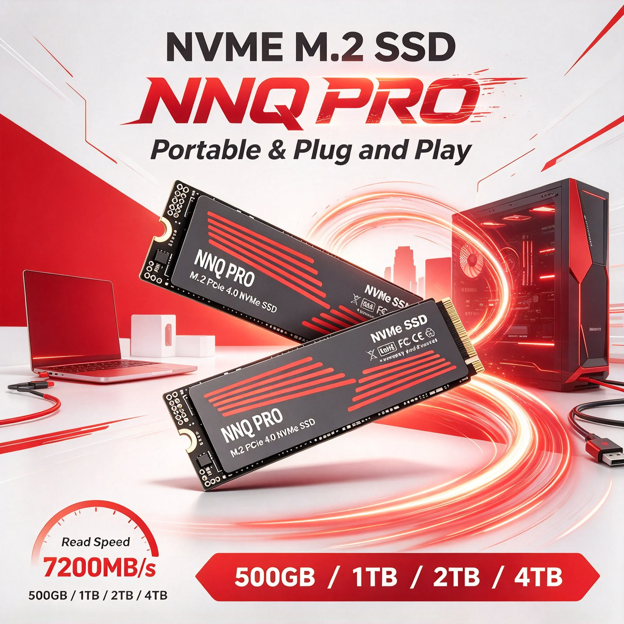 Nova Elite NNQ PRO M.2 NVMe Internal SSD 500GB 1TB 2TB 4TB Reliable Fast Storage for Gaming, Desktop and Laptop Computer