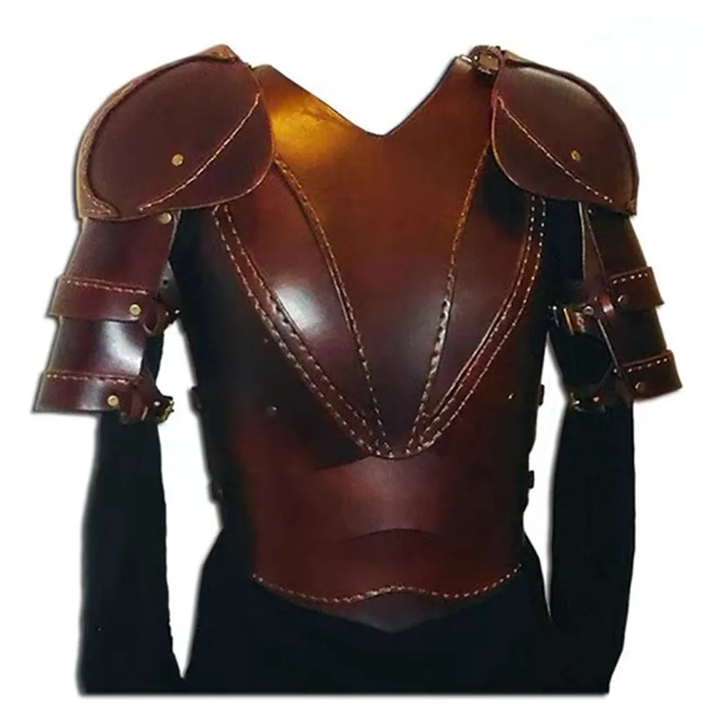 2024 New Black Knight Leather Armor Top Ball Nightclub Bar COS Fashion Performance Clothing Knight PV Leather Armor Clothing