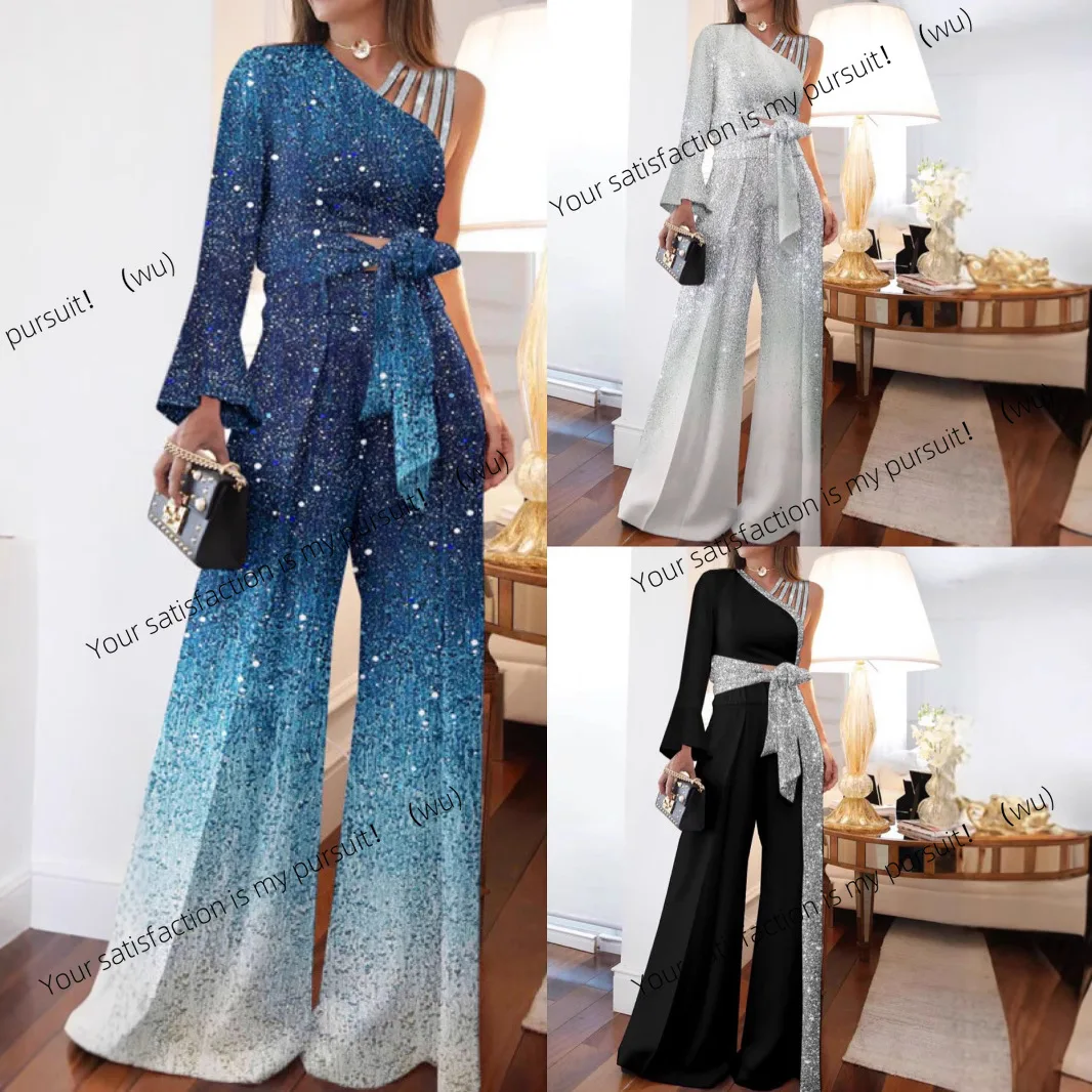 

ZOCI-Повседневные широкие брюки большого размера с высокой талией и открытыми плечами