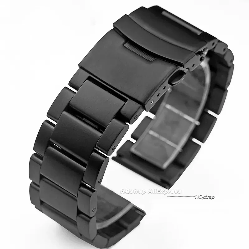 Stainless Steel Watch Band 20mm 22mm Bracelet for Men Business Strap Black Silver Metal Wristband Double Press Folding Buckle