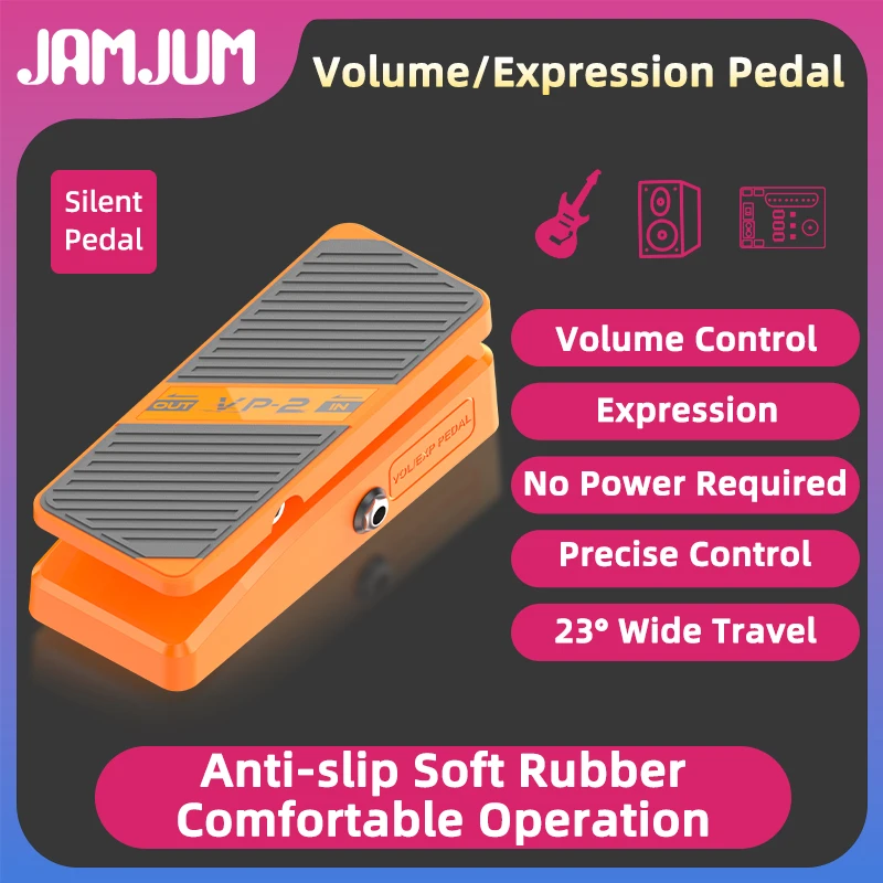 JAMJUM VP-2 Volume Expression Pedal – Silent, No Battery Needed, Precise Control, Anti-Slip Rubber, for Electric Guitar