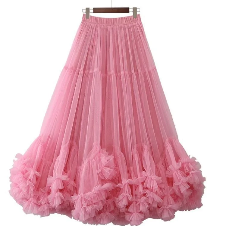 

High Waist Slimming Flower Bud Lantern Skirt Midi Half Skirts Women's Korean Style Cloud Puffy Skirt New Summer
