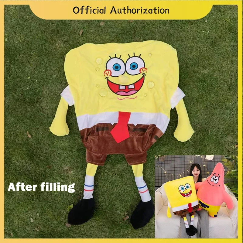 35-100CM Anime SpongeBob SquarePants Semi-finished Shell Leather Patrick Star Plush Toy Cute Stuffed Children's Birthday Gift