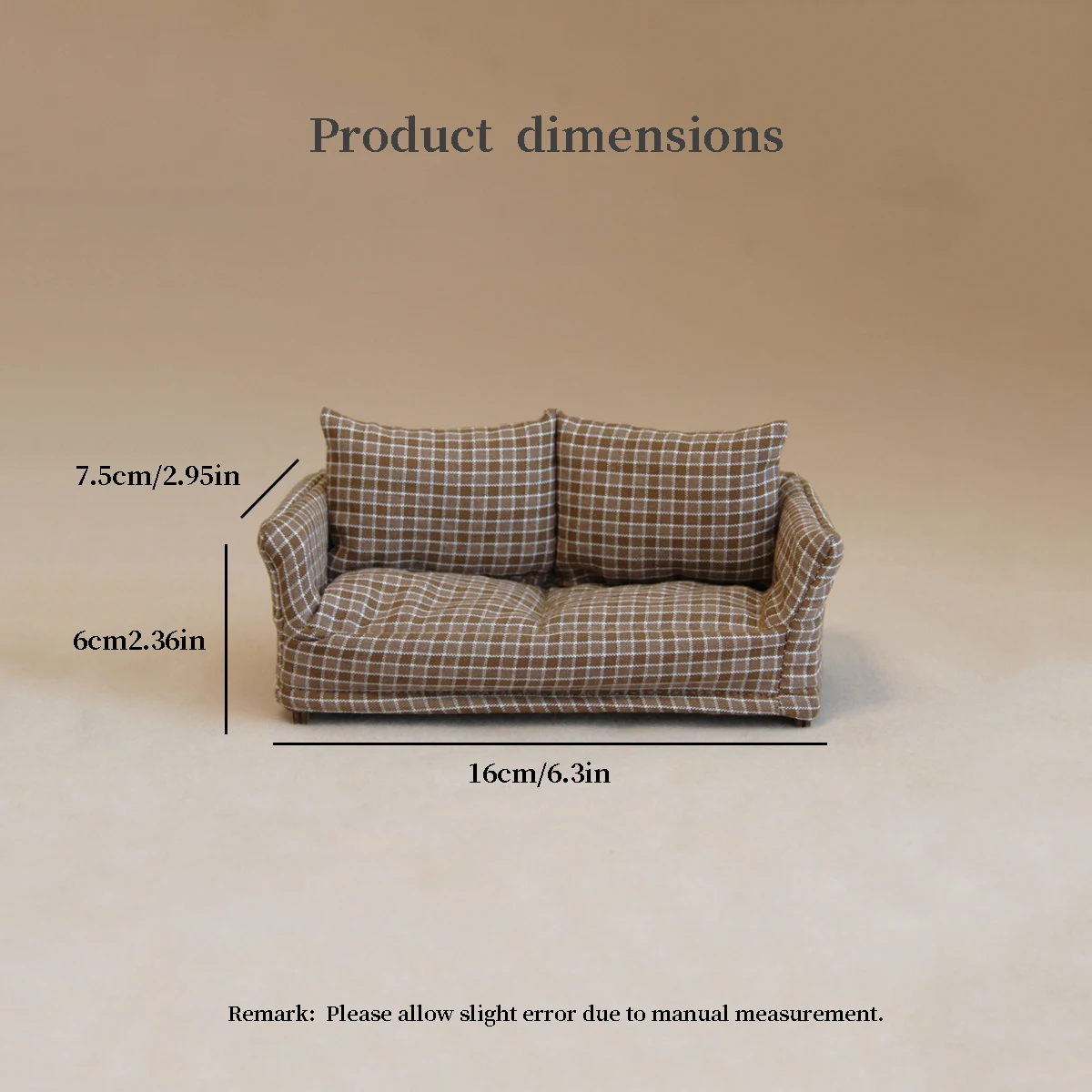 1:12 Simulazione in miniatura Playhouse Toy Divano doppio in tessuto di legno adatto per la decorazione di mobili per casa delle bambole Bjd Ob11