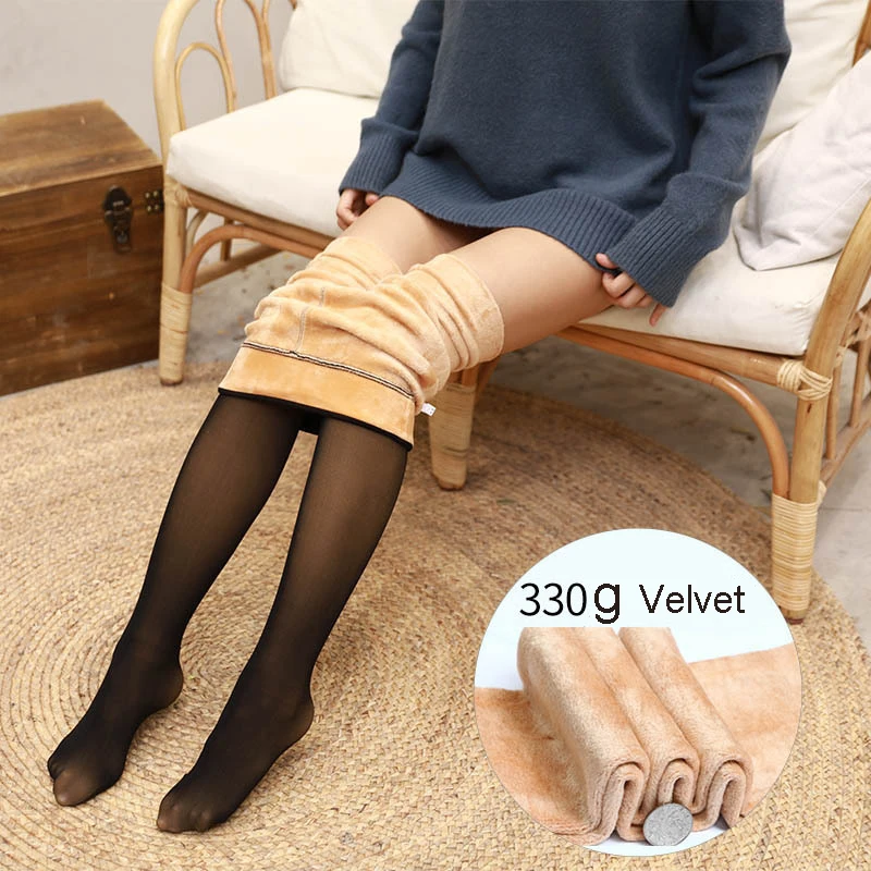 

Second Skin Hot Autumn Winter Women's Fleece Tights Warm Pantyhose Skin Effect Translucent Stockings Sexy Underwear Leggings