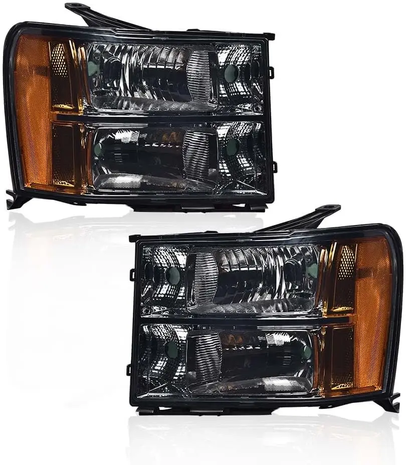 

Фара в сборе, совместимая с GMC Sierra 1500 2007-2013, подходит для 07-14 GMC Sierra 2500HD 3500HD, фары с дымовыми линзами, хром