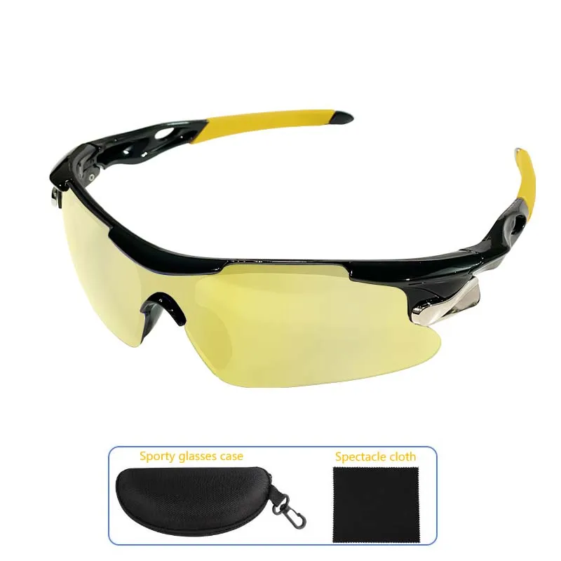 Photochromic Cycling Glasses, Polarized Bike Glasses, Day and Night Dual-Use Riding Goggles,Yellow