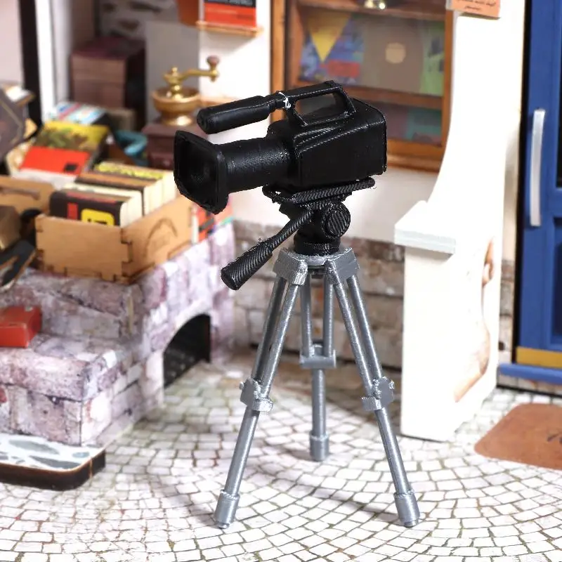 Mini Video Camera Tripod Model 1:12 Scale Dolls House Photography Scene Layout Props Dollhouse Decor Ornament Pretend Play Toys view 4