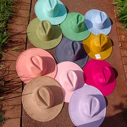 Suede Fedora Heart-shaped Top 9.5 cm Brim Jazz Hat Party Hat Panama Hat for Men and Women sombrero