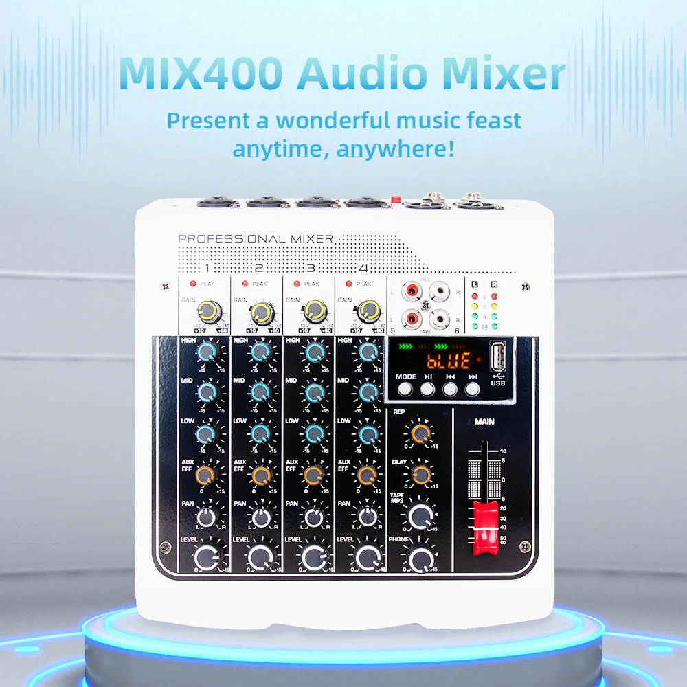 Audio Mixer Professional USB Bluetooth interface console Mixer with reverb delay effect 6 channel sound mixer table