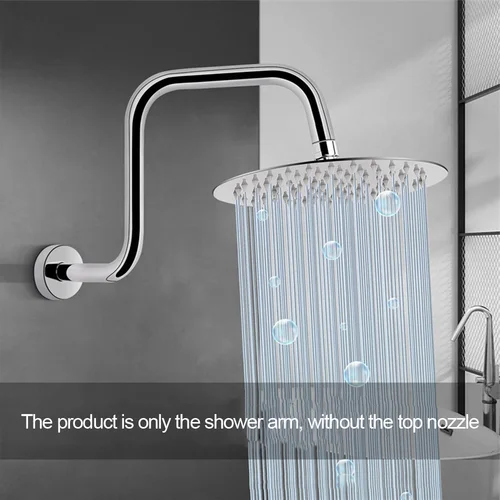 Imagen 2 del producto Brazo de ducha montado en la pared de 13 pulgadas, extensión de cabezal de ducha de acero inoxidable, Hardware de baño negro plateado, barra de cabezal de ducha