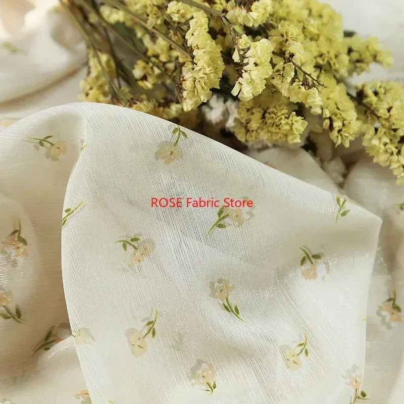 

Gleam Light Yellow Small Floral Fabric For Wedding Dress, Cupcake dress, Party Dress, Lace Top, Designer fabrics