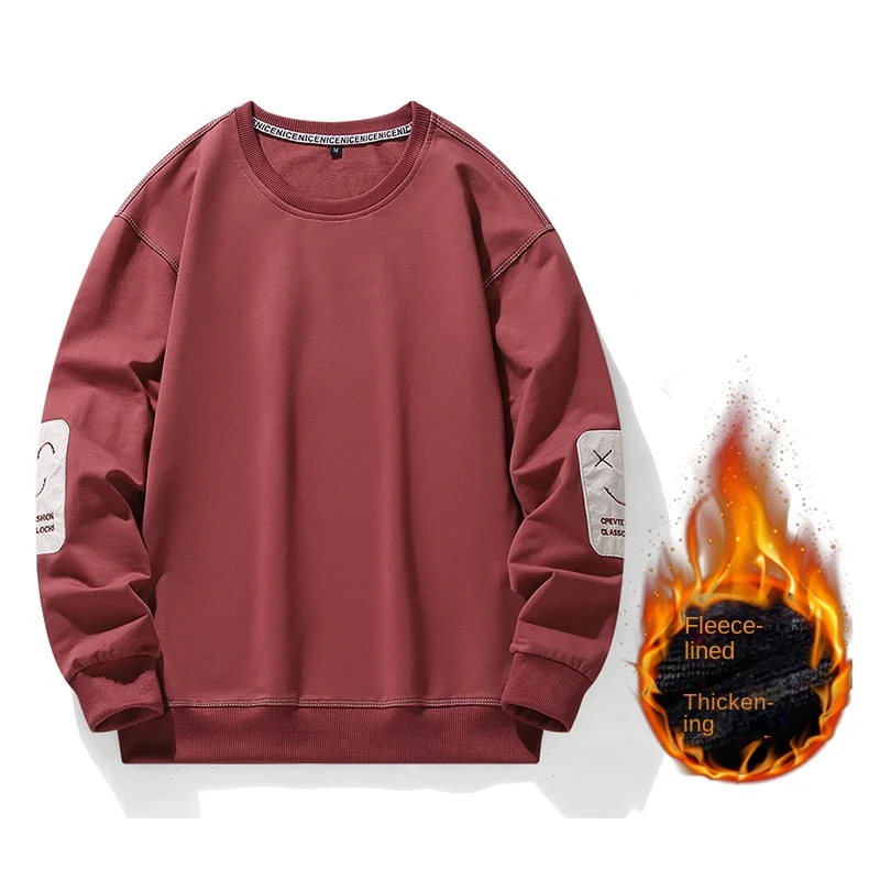 

New High-quality Plush Thick Round Neck Pullover For Autumn Winter Comfortable Breathable Suitable For Home Leisure Men Warm Top