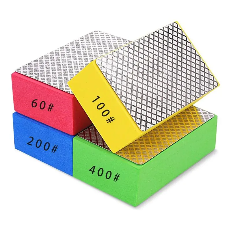 

ABKU-4 Pack Diamond Hand Polishing Pads, Diamond Polishing Pads For Wood Tile Glass Stone (60/100/200/400 Grit)