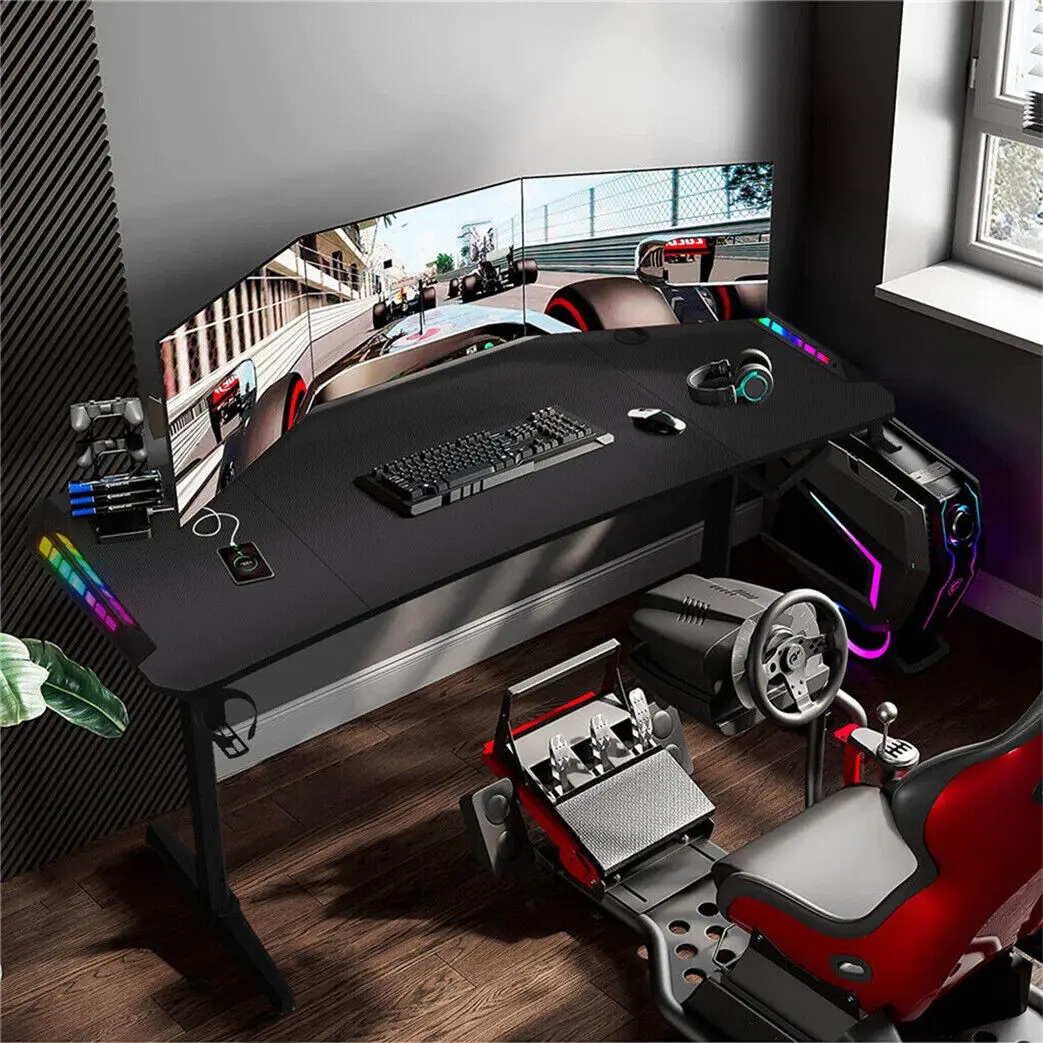 Escritorio de oficina ergonómico RGB, mesa elevadora, estación de trabajo de pie con soporte, altura ajustable, escritorio para computadora, 160 cm