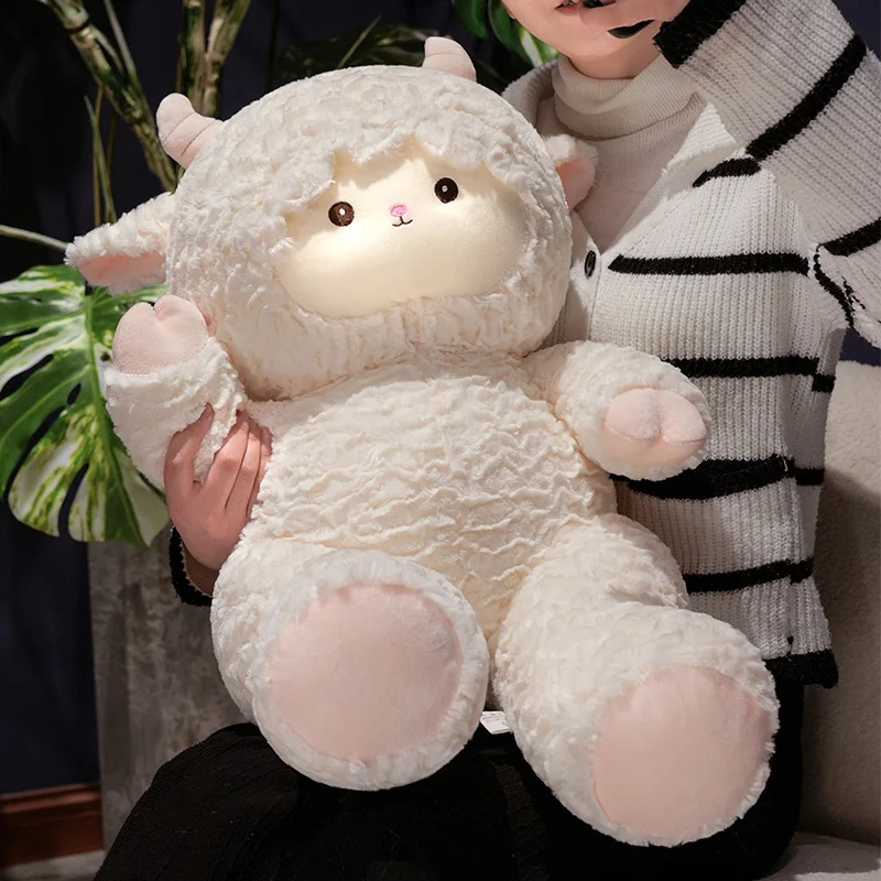 Squishy White Lamb Plush Toys Kawaii Lamb Stuffed Farm Animal Sheep Plushie Dolls Huggable Cuddle Soft Toys