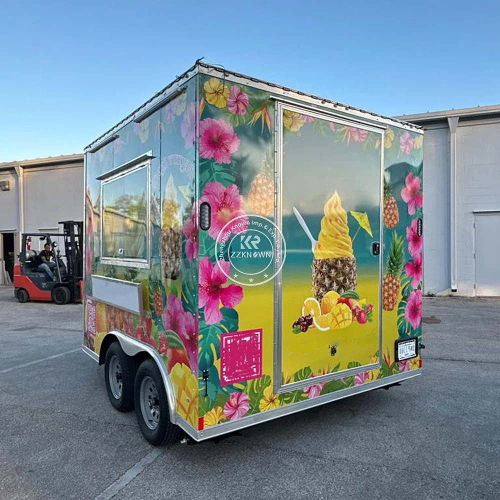 

Food Truck Stainless Steel Custom 10ft Street Mobile Pizza Ice Cream Concession Bar Food Trailer Full Kitchen Restaurant