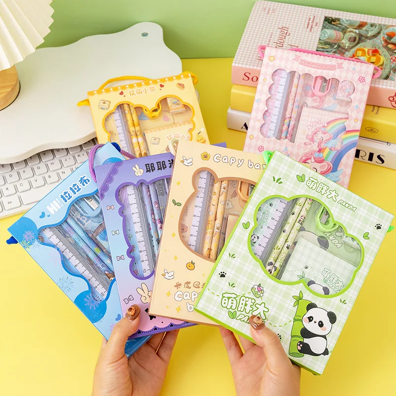 6 in 1 Stationery Set Learning Gift Box for Primary School and Children Pencils Learning Stationery Set Birthday Gift Prize
