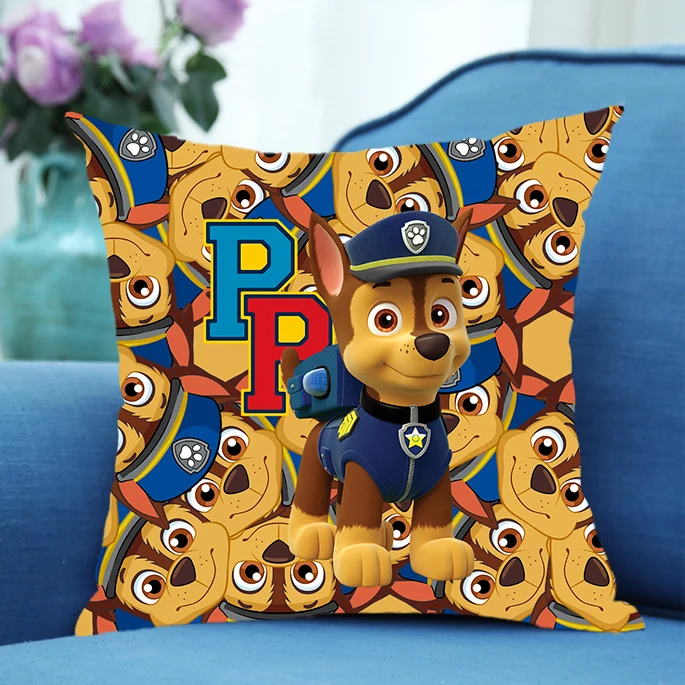 45x45cm Paw Patrol Pillowcase Cartoon Chase Skye Allover Printed Sofa Peach Skin Velvet Cushion Cover Bedroom Bedding Decorative