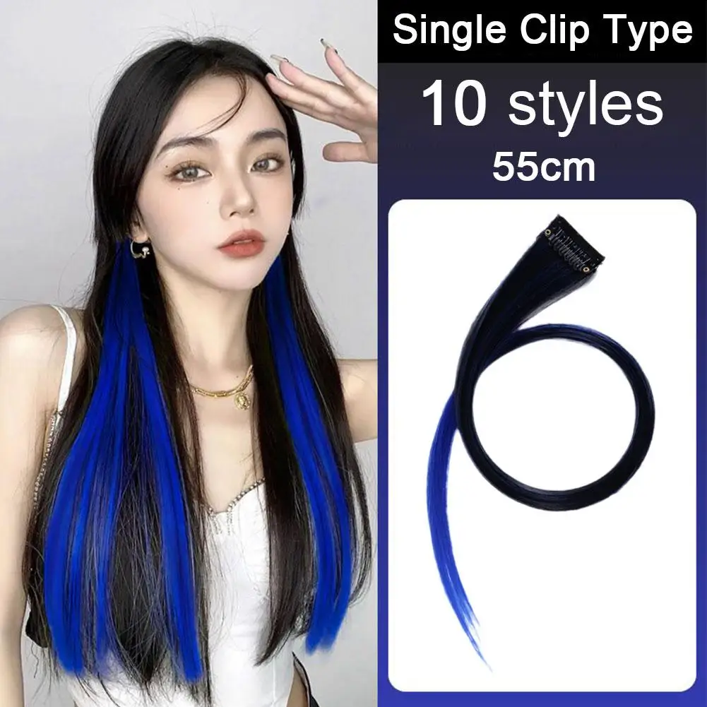 Clip colorata nelle estensioni dei capelli per donna ragazze Multi-colori Party Highlights posticci fermaglio per capelli dritto